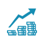 Icon of an upward arrow and money stacks to represent financial growth